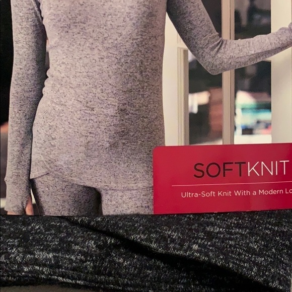 Cuddle Duds SoftKnit charcoal long sleeve crew - Picture 3 of 7